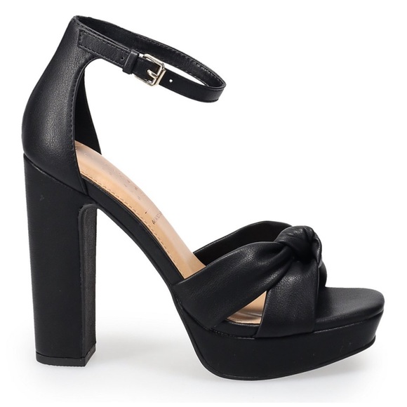 NIB LC Lauren Conrad Caramelize Soft Knot Platform Heels Silver Size 7.5, 9, 11 - Picture 2 of 5